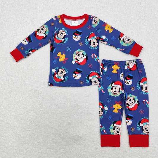 BLP0689 Christmas Mickey navy blue long sleeve trousers pajama set