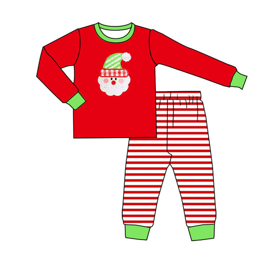 Preorder BLP0690 NO MOQ Santa Claus red long sleeve striped pantsuit