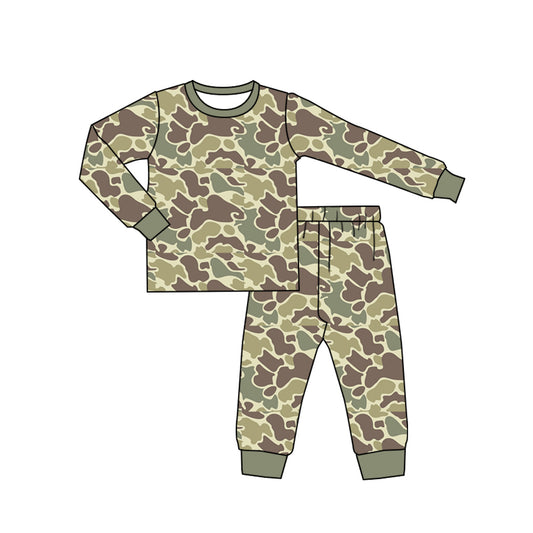 Preorder BLP0706 NO MOQ brown green camouflage long sleeve trousers pajamas set