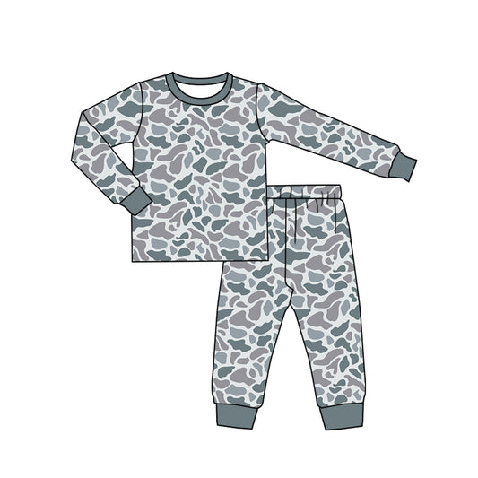 Preorder BLP0709 NO MOQ camouflage grey long sleeved trousers pajama set