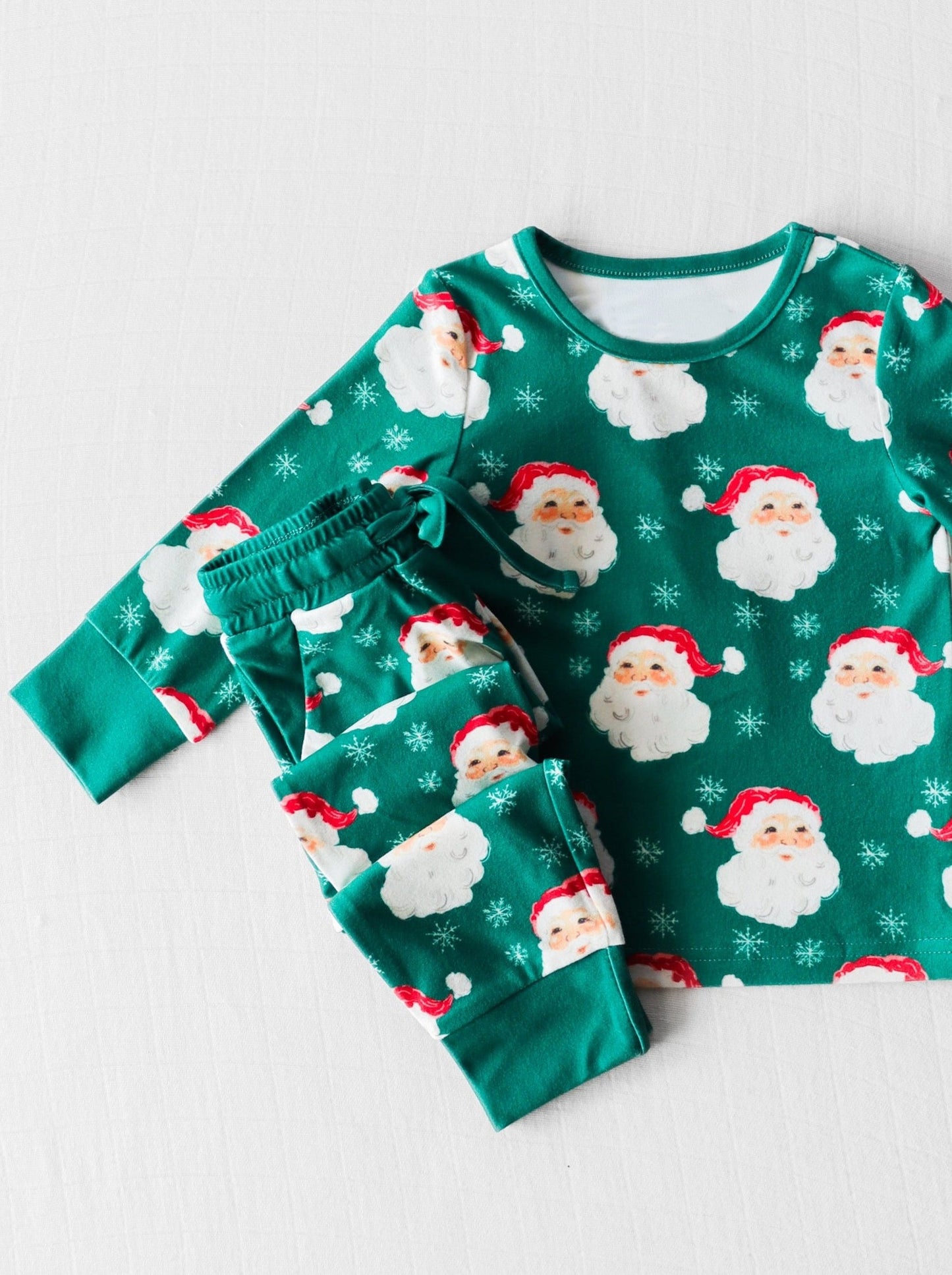 Preorder BLP0715 NO MOQ Santa Snowflake Green Long sleeve pants pajamas set