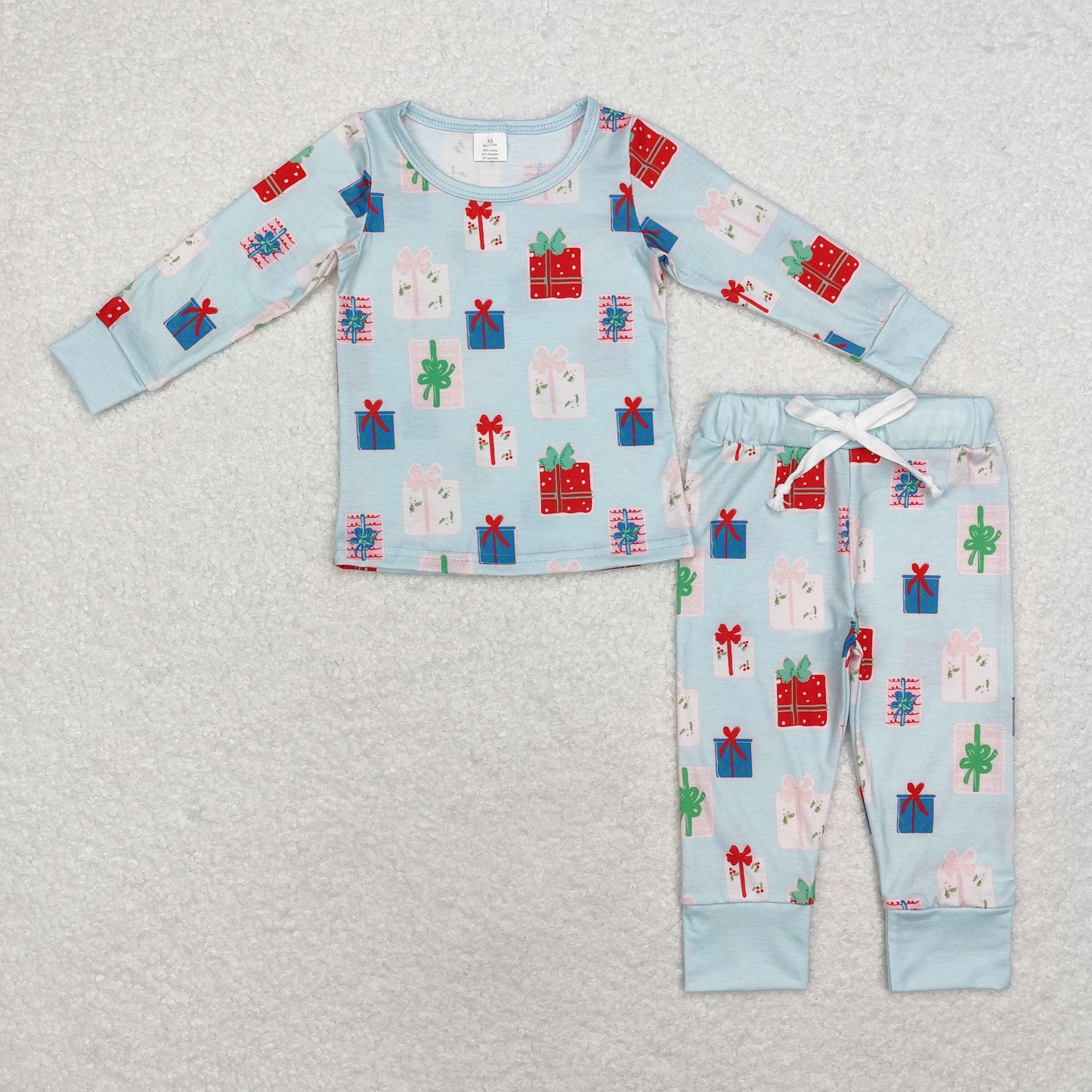 BLP0716 Modal Christmas gift teal long-sleeved trousers pajama set