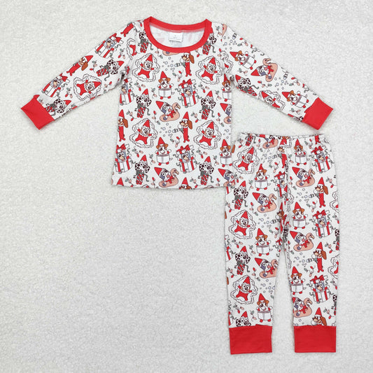 BLP0721 bluey Christmas gift red and white long sleeve pants pajamas set