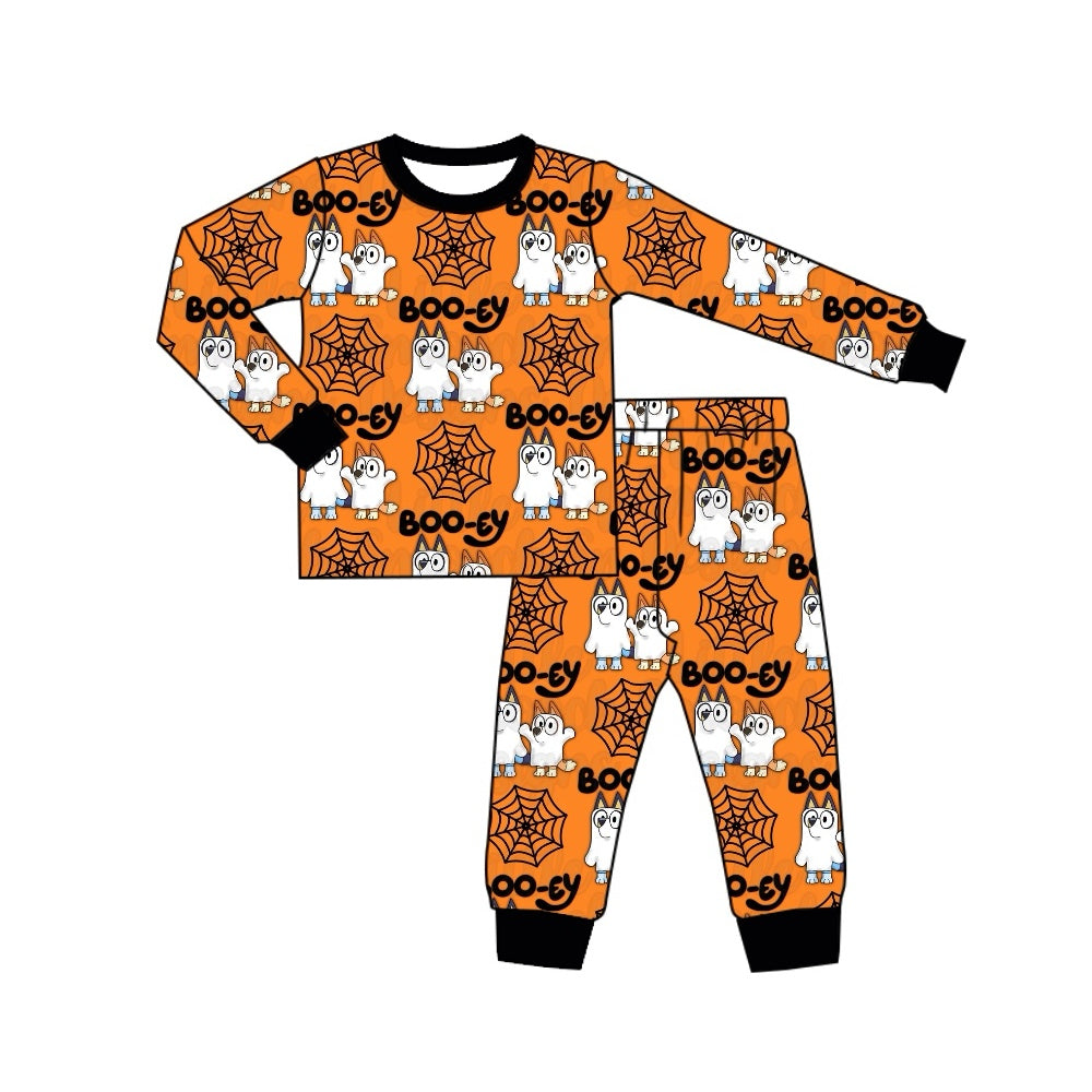 Preorder BLP0727 NO MOQ boo-ey bluey Spider web orange long sleeve pants pajamas set