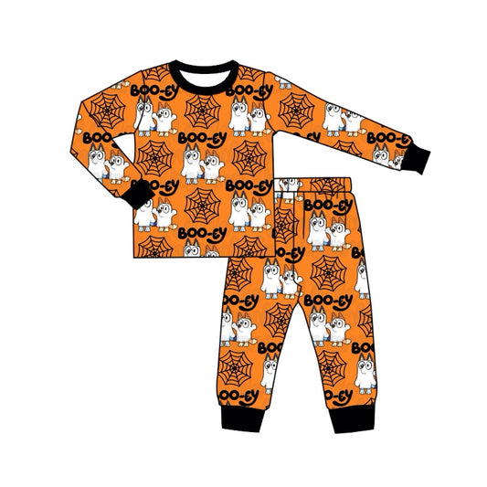 Preorder BLP0727 NO MOQ boo-ey bluey Spider web orange long sleeve pants pajamas set