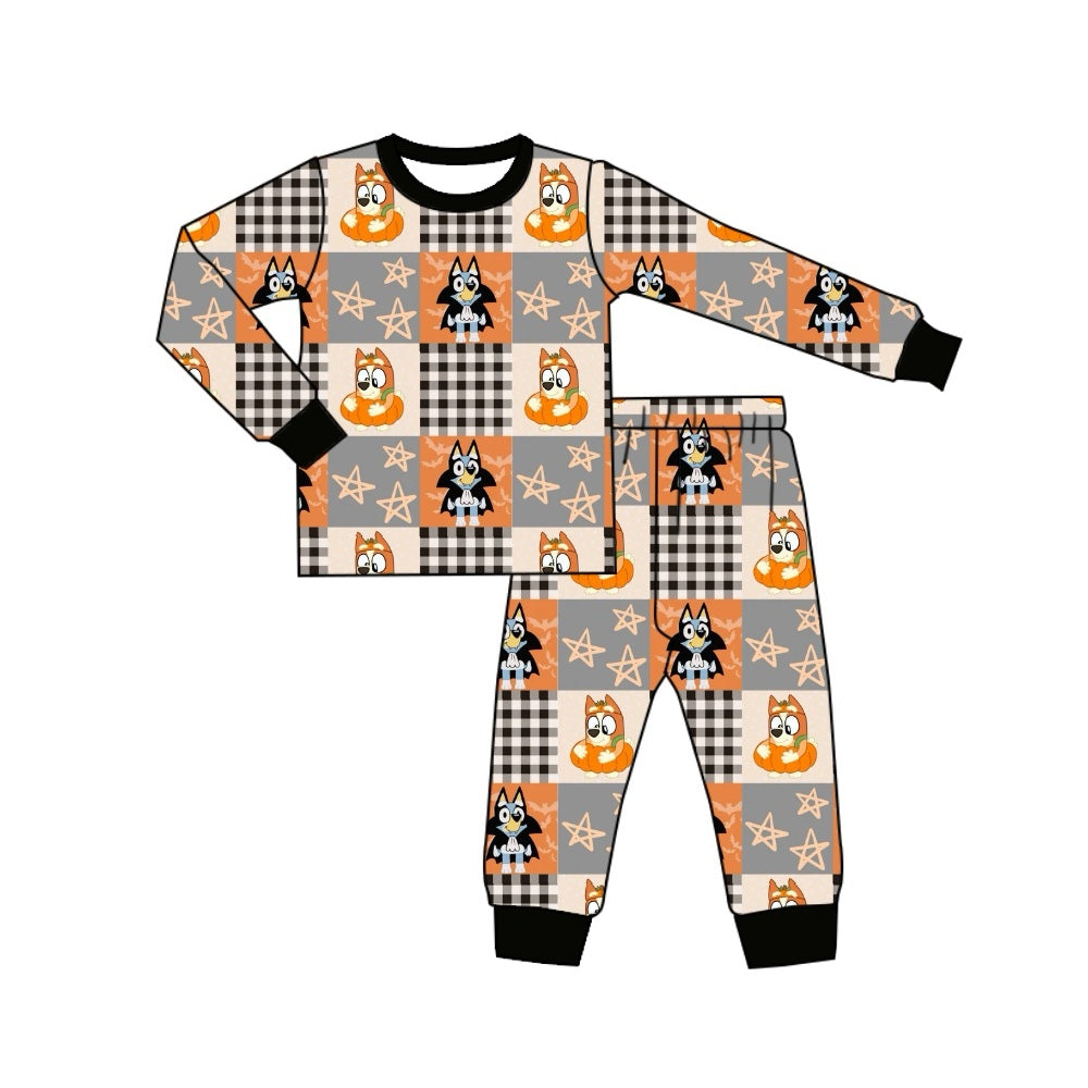 Preorder BLP0728 NO MOQ bluey plaid Halloween long sleeved pants pajama set