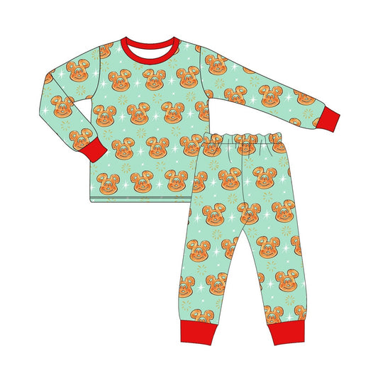 Preorder BLP0732 NO MOQ Mickey Christmas green Long sleeve trousers pajama set