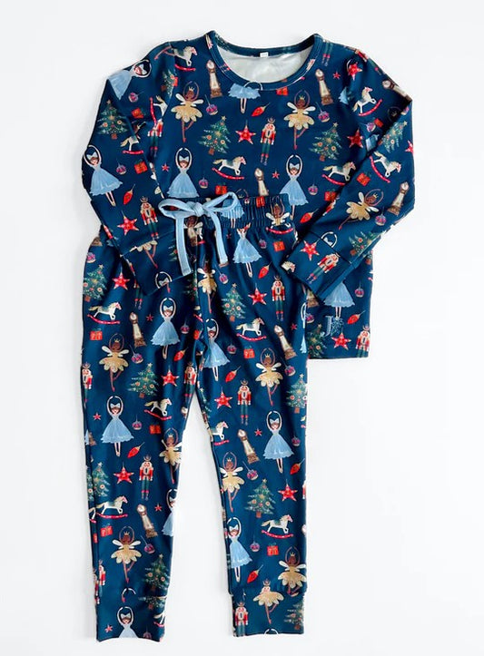 Preorder BLP0750 NO MOQ Christmas Nutcracker navy blue long sleeve pants pajamas set