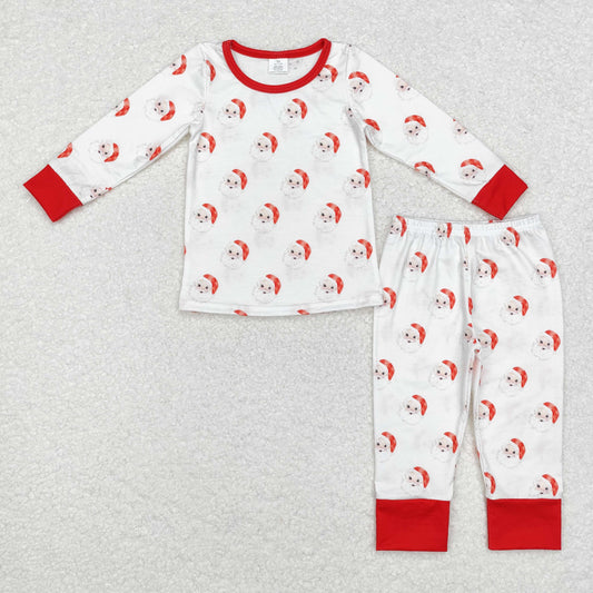 BLP0751 Modal Santa Claus red and white long sleeve pants pajamas set high quality