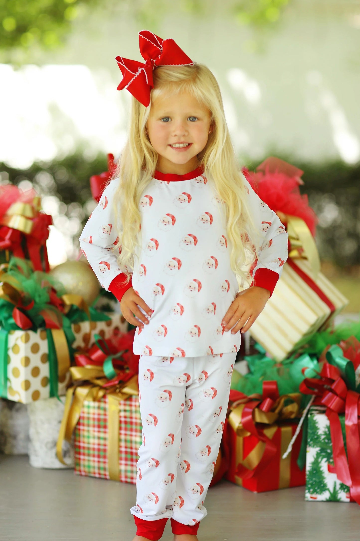 Preorder BLP0751 NO MOQ Santa Claus red and white long sleeve pants pajamas set