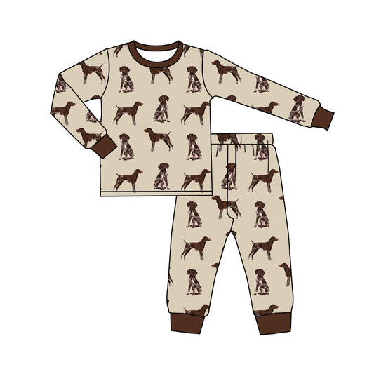 Preorder BLP0848 Puppy brown long sleeved pants pajama set