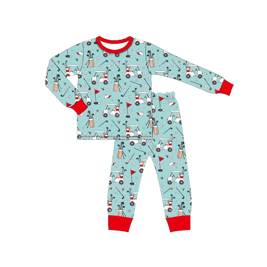 Preorder BLP0851 Golf tour car red blue long sleeve trousers pajamas set