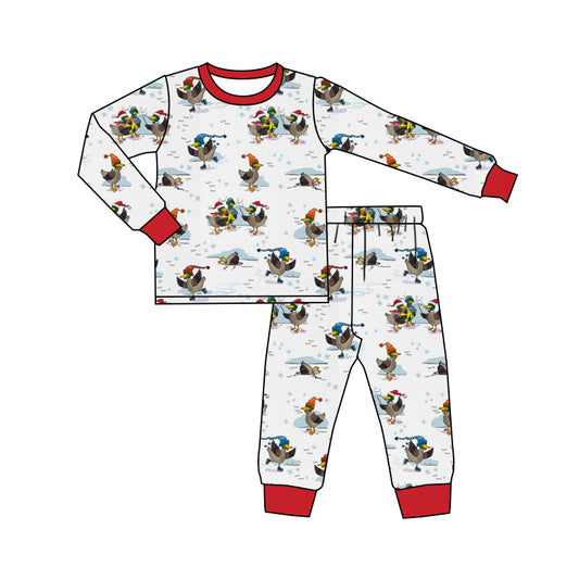 Preorder BLP0910 Christmas skating duck long sleeve pants pajamas set