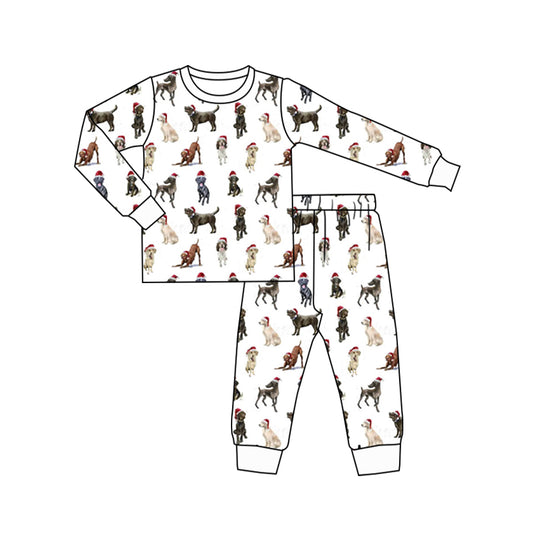 Preorder BLP0930 Christmas puppy white long sleeved pants pajama set