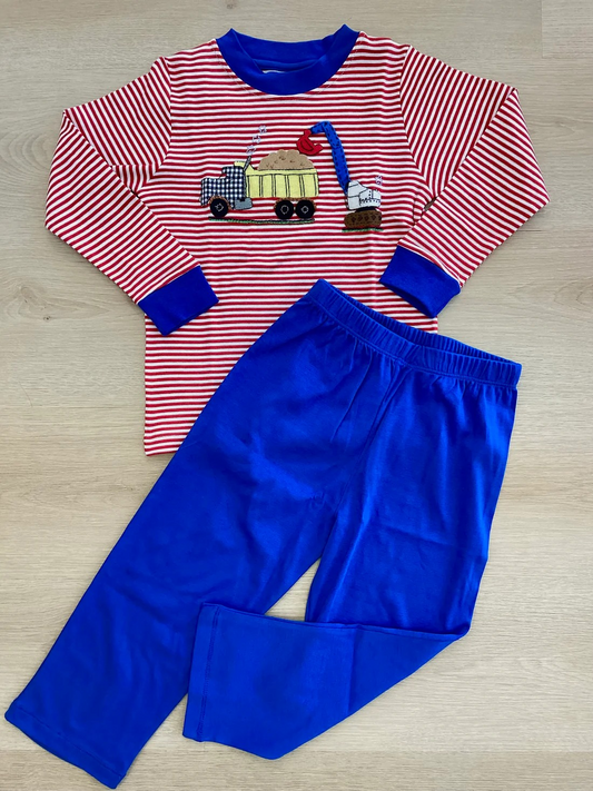 Preorder BLP0948 Engineering car red striped long sleeve royal blue pants suit