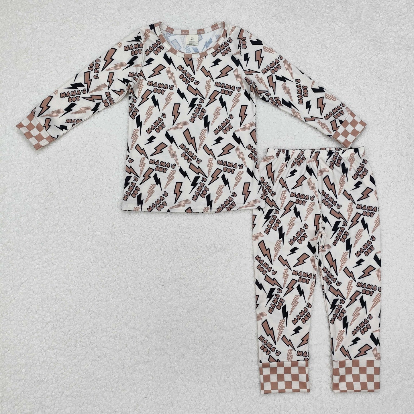 BLP0949 Bamboo Pajamas Mama's Boy Lightning Beige Long Sleeve Pants Set RTS 202509