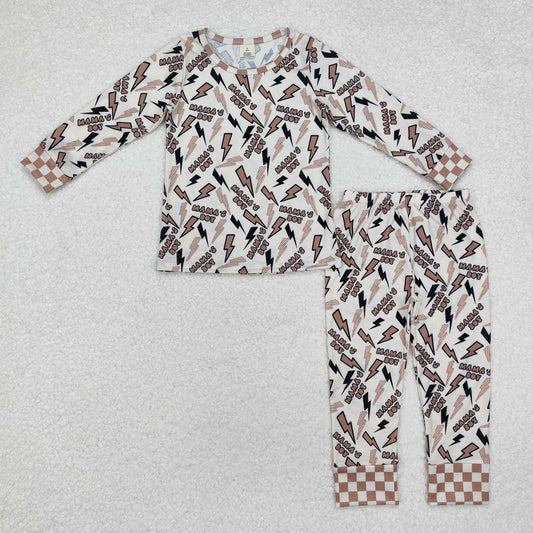 BLP0949 Bamboo Pajamas Mama's Boy Lightning Beige Long Sleeve Pants Set RTS 202509