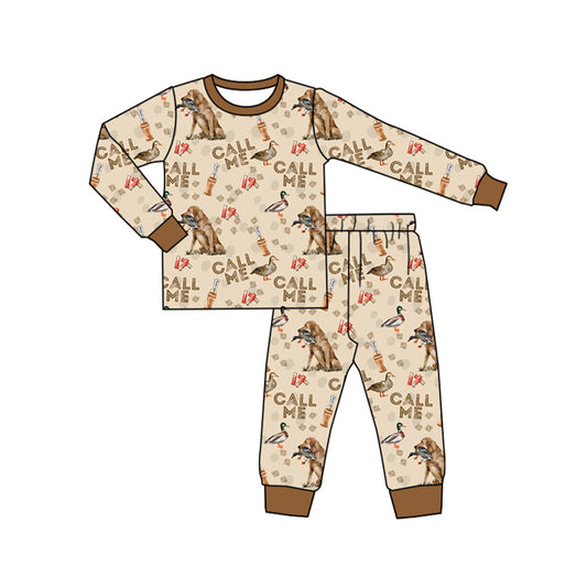 Preorder BLP0956 call me Duck Puppy Brown long sleeve pants pajamas set High quality