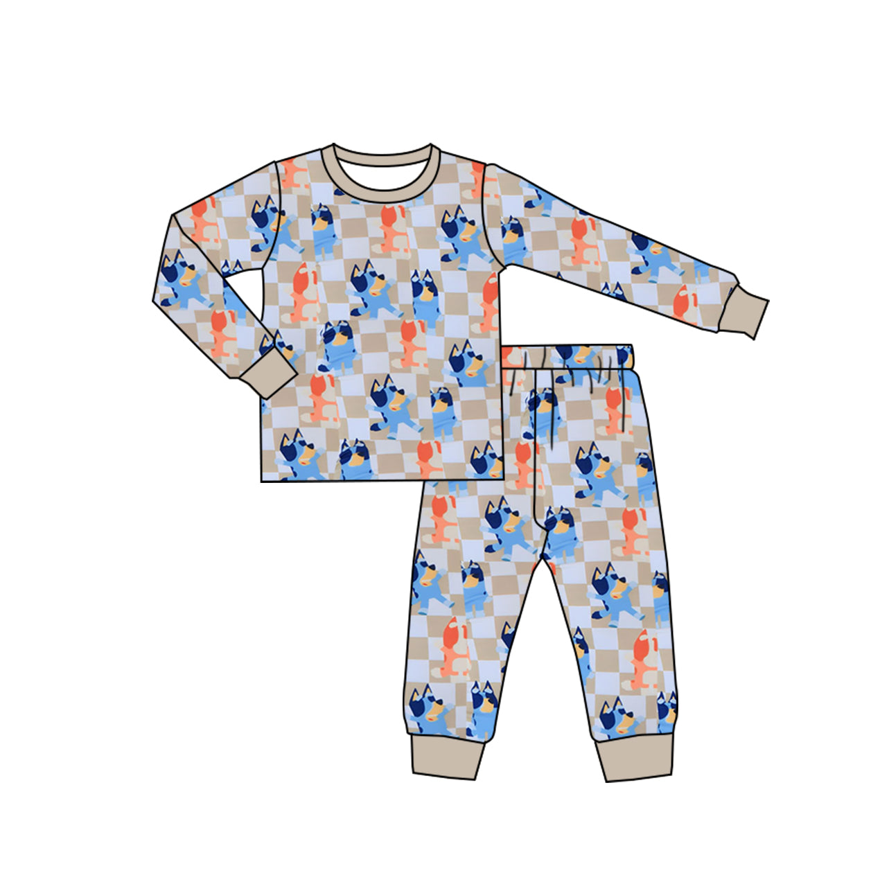 Preorder BLP0957 bluey plaid long sleeve trousers pajama set high quality