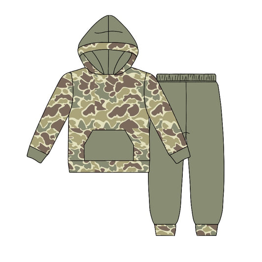 Preorder BLP0960 Pocket camouflage brown green hooded long-sleeved pantsuit