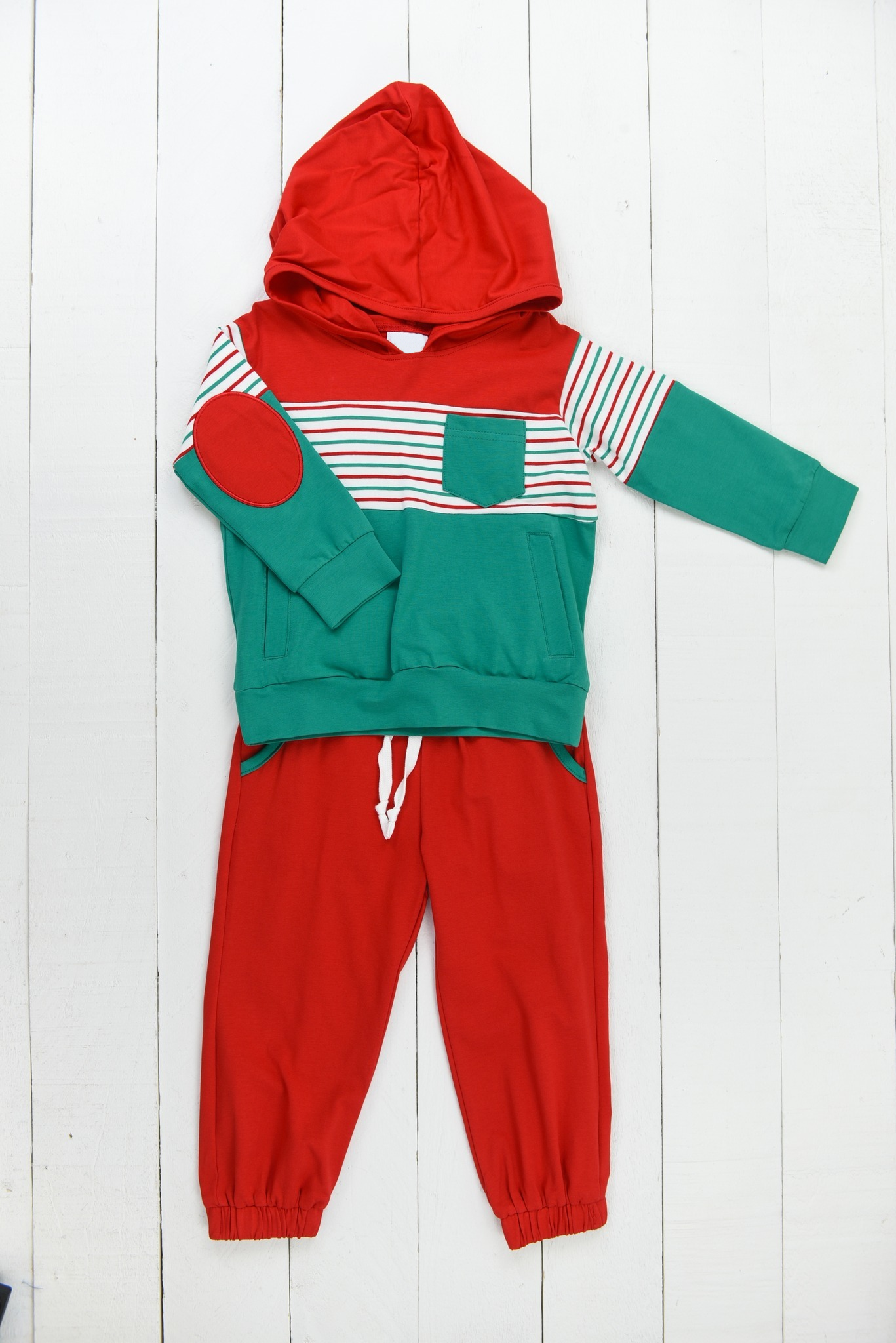 Preorder BLP0982 Christmas striped pocket red hooded long-sleeved pantsuit