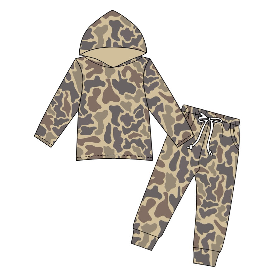 Preorder BLP1005 Camouflage light brown hooded long-sleeved pantsuit