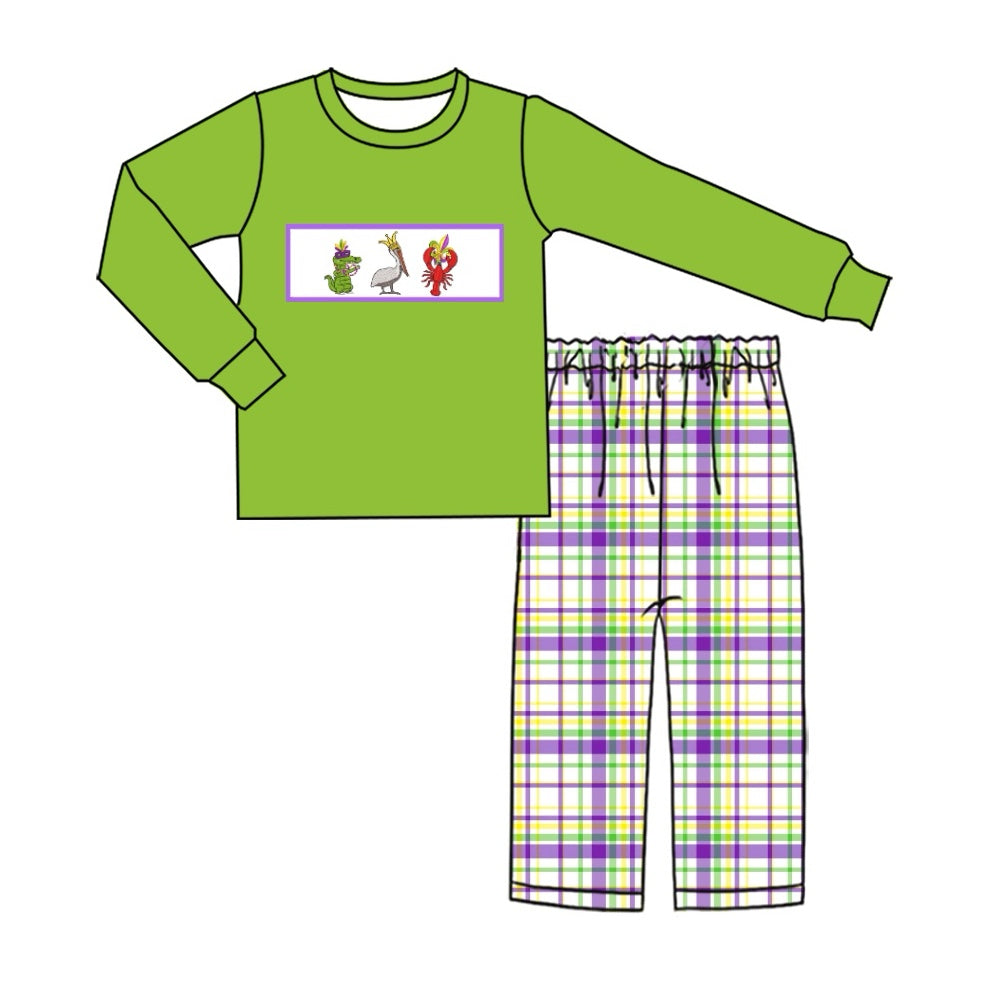 Preorder BLP1007 Carnival Crocodile bird Lobster green long sleeve plaid pantsuit