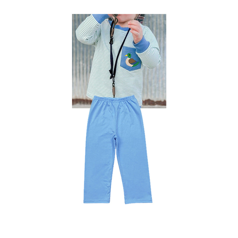 Preorder BLP1008 Duck pocket striped long sleeve blue pantsuit