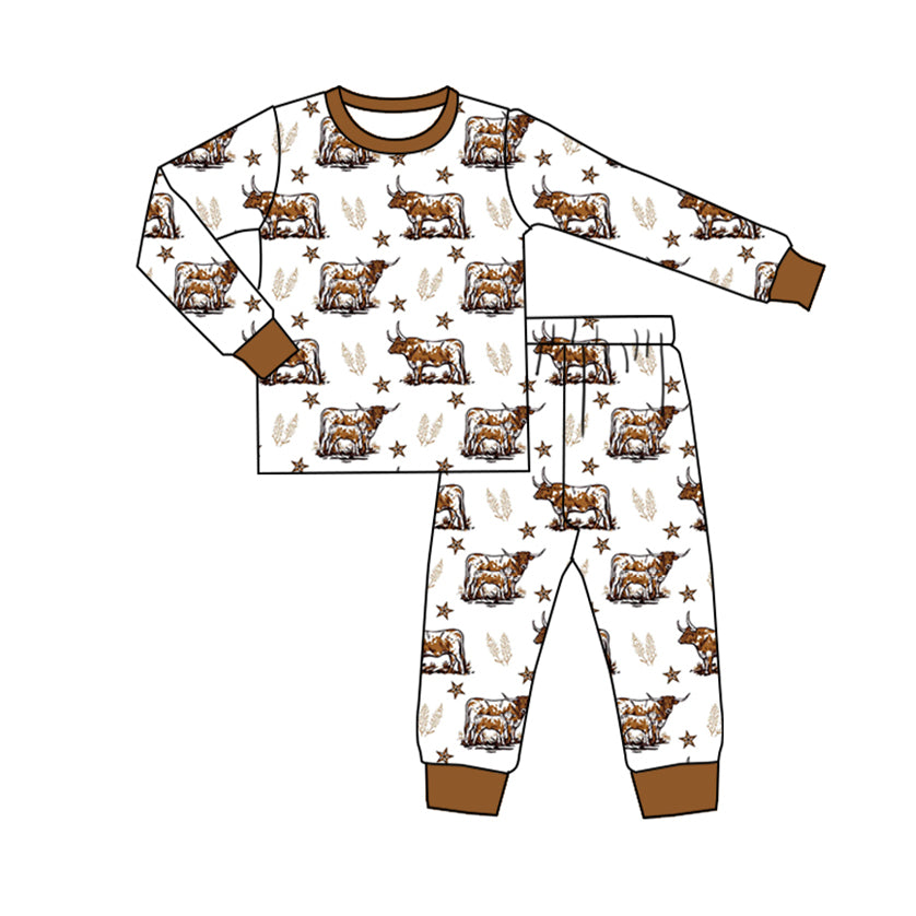 Preorder BLP1013 Alpine bull Star brown and white long sleeve pants pajamas set