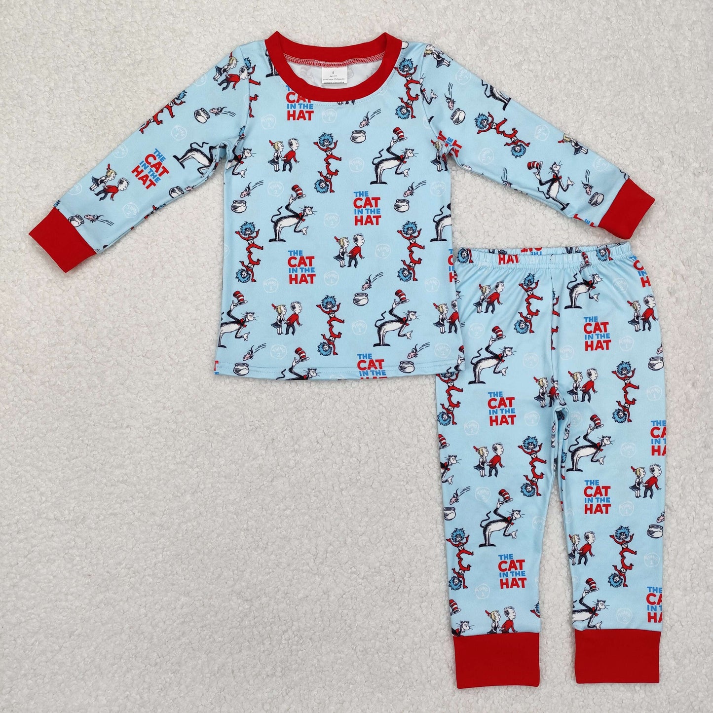 BLP1028 Blue long sleeve top pants outfit with Cartoon Pattern Boy Boutique Pajamas  RTS 202412