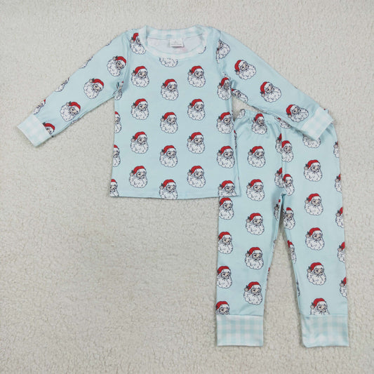 BLP1090 Boys Boutique Santa Claus Light Blue Long Sleeve Pants Set 202508 RTS