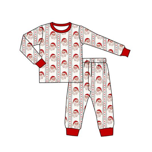 preorder  BLP1146 Boys Boutique Christmas Santa Claus Red Long Sleeve Pants Pajamas Set 202506