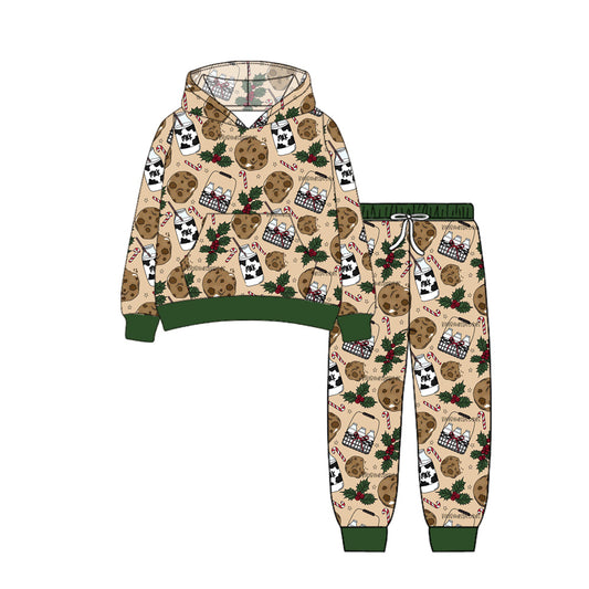 preorder  BLP1156 Christmas Boys Boutique Brown Green Hooded Long Sleeve Pants Pajamas Set 202506