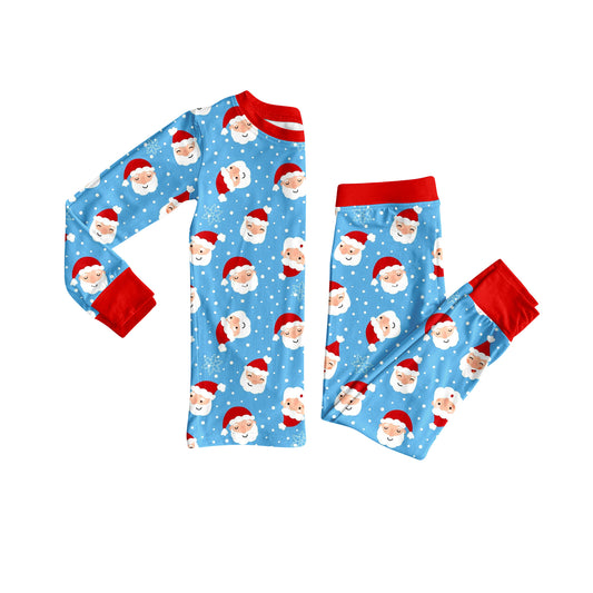 preorder  BLP1158 Santa Claus Snowflake Boys Red Blue Long Sleeve Pants Pajamas Set 202506