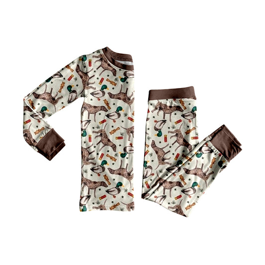 preorder  BLP1184 Duck Puppy Brown Long-Sleeved Pants Pajamas Boys Set 202507