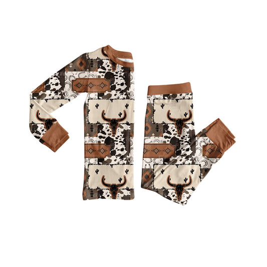 preorder  BLP1200 Deer Hunting Brown Long-Sleeved Pants Boys Pajamas Set 202507