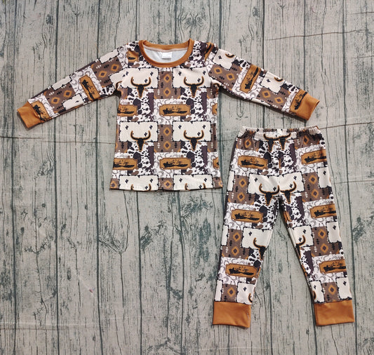 NO MOQ preorder  BLP1200 Deer Hunting Brown Long-Sleeved Pants Boys Pajamas Set 202511