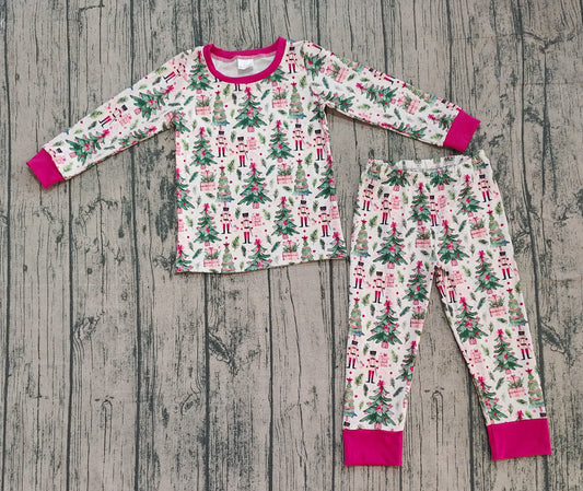 BLP1206-XS-3XL Christmas Tree Red White Long-Sleeved Pants Boys Pajamas Set 202510 RTS