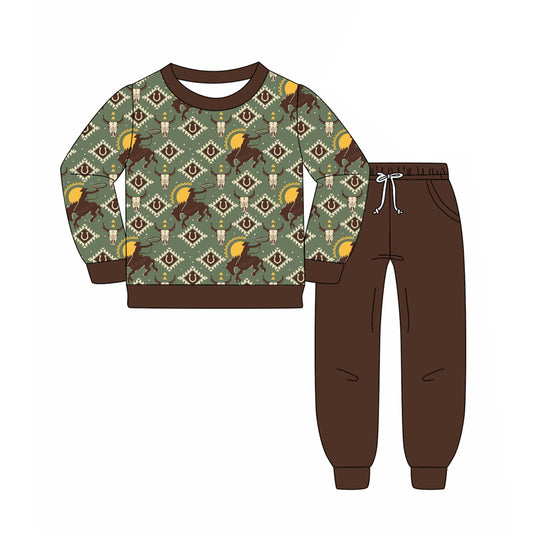 preorder BLP1209 Cowboy Brown Long-Sleeved Pants Boys Set 202508