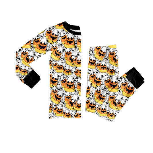 preorder BLP1211 Halloween Candy Ghost Orange Black Long-Sleeved Pants Boys Set 202508
