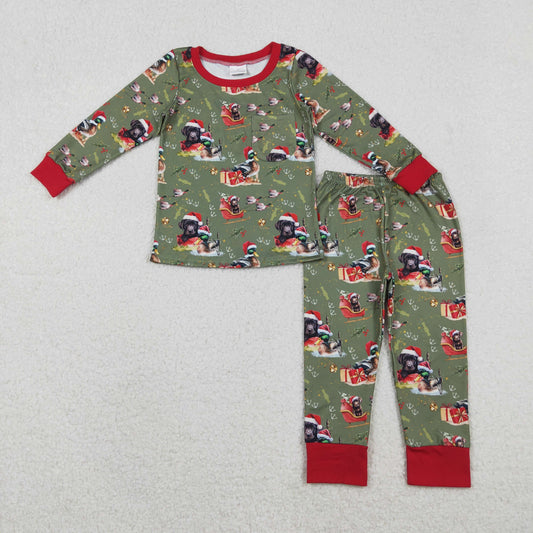 BLP1213 Christmas Army Green Long-Sleeved Pants Boys Set 202511 RTS