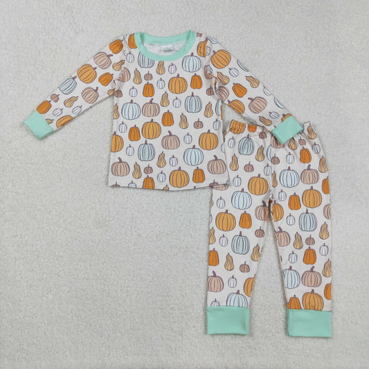 BLP1222 Pumpkin Blue Green Long-Sleeved Pants Boys Pajamas Set 202508 RTS