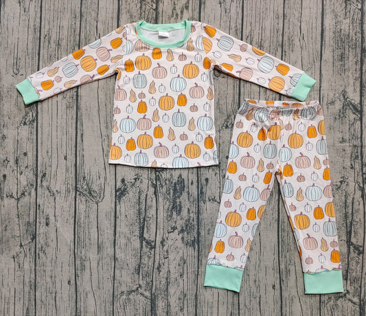 preorder BLP1222 Pumpkin Blue Green Long-Sleeved Pants Boys Pajamas Set 202508