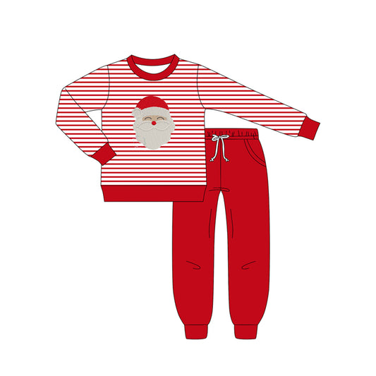 preorder BLP1223 Christmas Santa Claus Stripe Red Long-Sleeved Pants Boys Set 202508