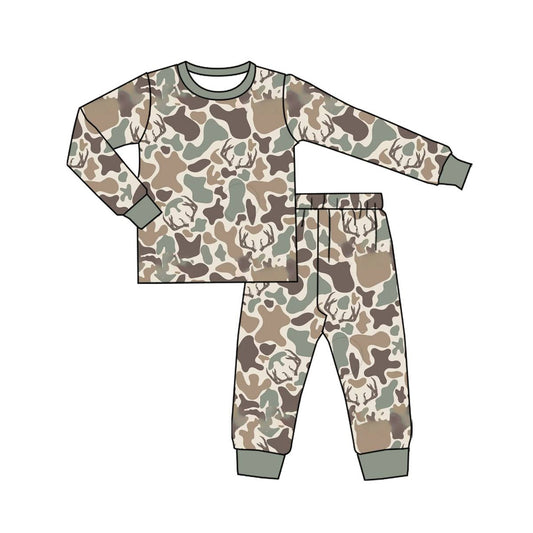 preorder BLP1232 Deer Hunting Army Green Camouflage Long-Sleeved Pants Boys Set 202508