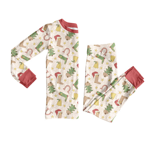MOQ 8 preorder BLP1269 Christmas Hat Boots Long-Sleeved Pants Boys Pajamas Set 202509