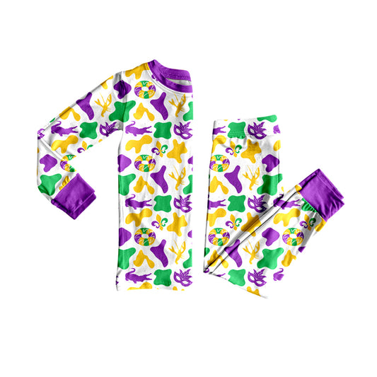 MOQ 8 preorder BLP1273 Mardi Grass Long-Sleeved Pants Boys Pajamas Set 202509