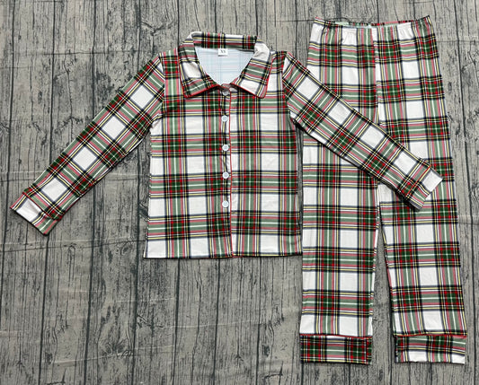NO MOQ Preorder BLP1277 Adult Male Red Green Plaid Long Sleeve Pants Pajamas Sets 202510