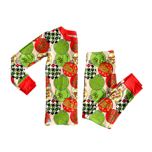 MOQ 8 preorder BLP1282 Cartoon Grinch Long-Sleeved Pants Boys Pajamas Set 202509