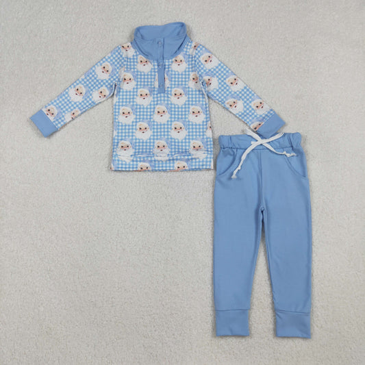 BLP1295-XS-3XL Christmas Button Collar Polo Long-Sleeved Pants Boys Set 202510 RTS